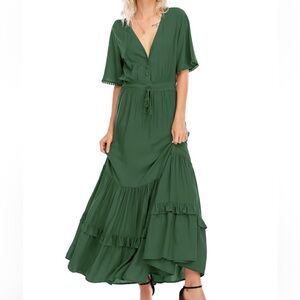 Green Ruffle Maxi Dress - Never worn - XL